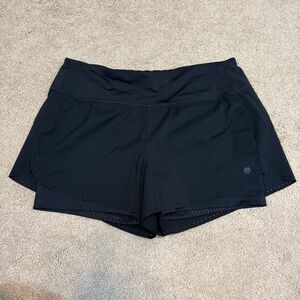 Athleta Laser Run 2 in 1 Shorts Womens Medium Black  4'' Athletic Gym Fitness